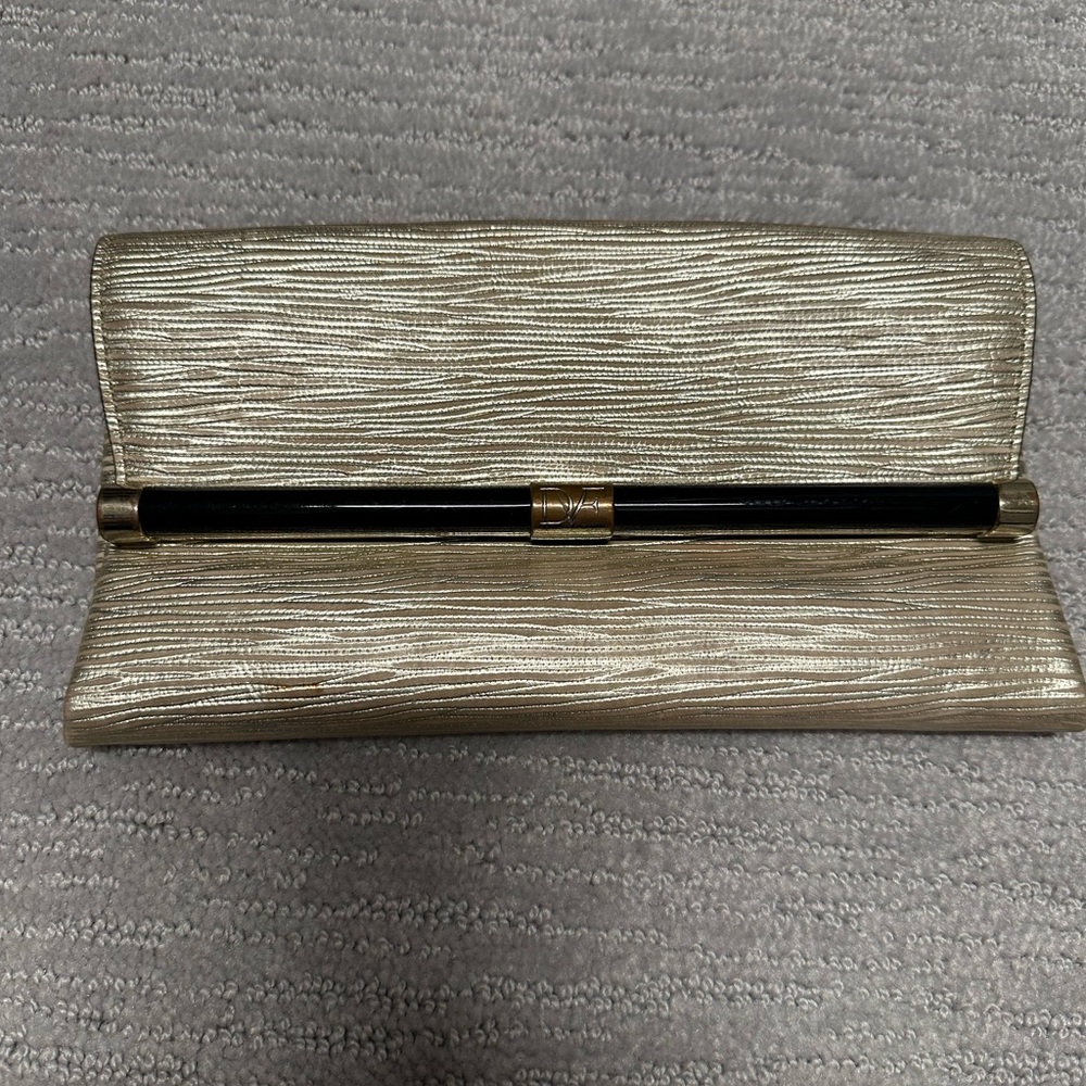DVF Gold/black clutch - great condition